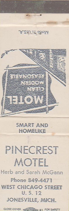 Pinecrest Motel (Americas Best Value Inn) - Matchbook (newer photo)